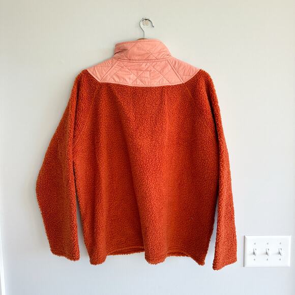 Vera Bradley Teddy Bear Fleece Colorblock Pullover Sweatshirt Orange/Pink L - Picture 2 of 8